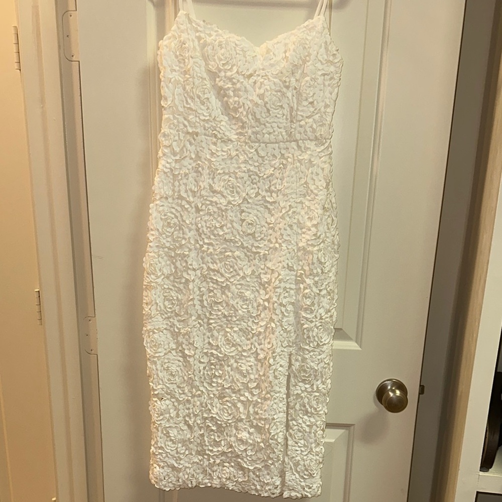 Just Me White Floral Midi Dress